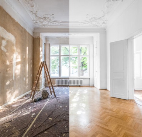 Avant/après d’une rénovation intérieure à Colombes – Transformation d’un appartement ancien en un espace lumineux et moderne.